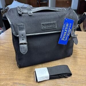 Pendleton Wool Messenger Bag Briefcase Black Laptop Shoulder NWT Leather Straps